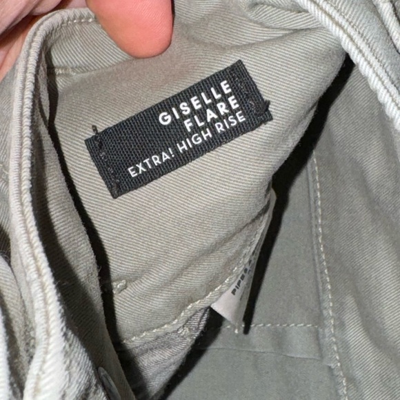 Veronica Beard Giselle Flare Extra High Rise Green Stretch Belted Pants Size 24 - Picture 10 of 12